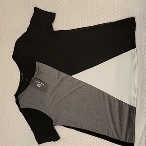 Women's, Dressy, short-sleeved, grey/black/white colored top, light weight XXL